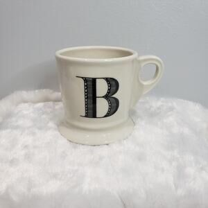 Anthropologie Monogram Mug Letter B Initial Cream Ceramic Coffee Cup